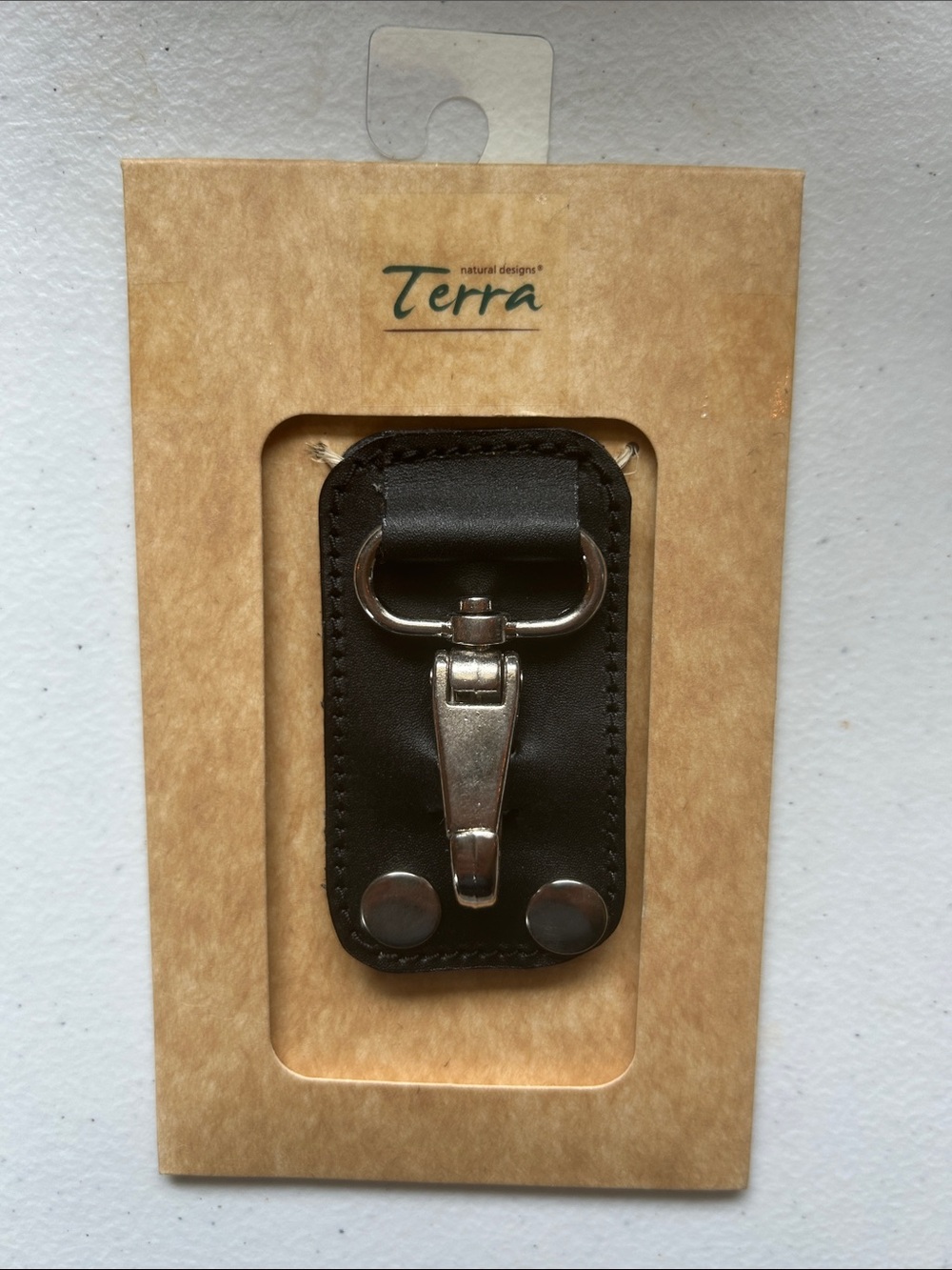 Terra Leather Belt Loop Key Clip Keychain NWT Black